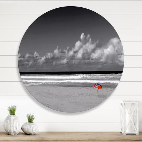 Designart - Monochrome Coastline Under Cloudy Sky